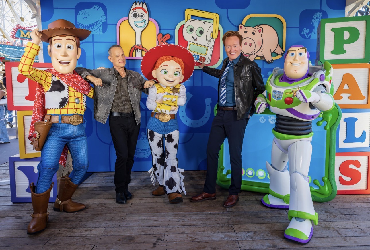 Tom Hanks And Conan O’Brien Meet Toy Story Characters At Disney California Adventure