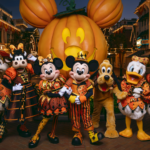 Mickey Mouse, Minnie Mouse and friends in their 2026 Halloween Time costumes at Disneyland