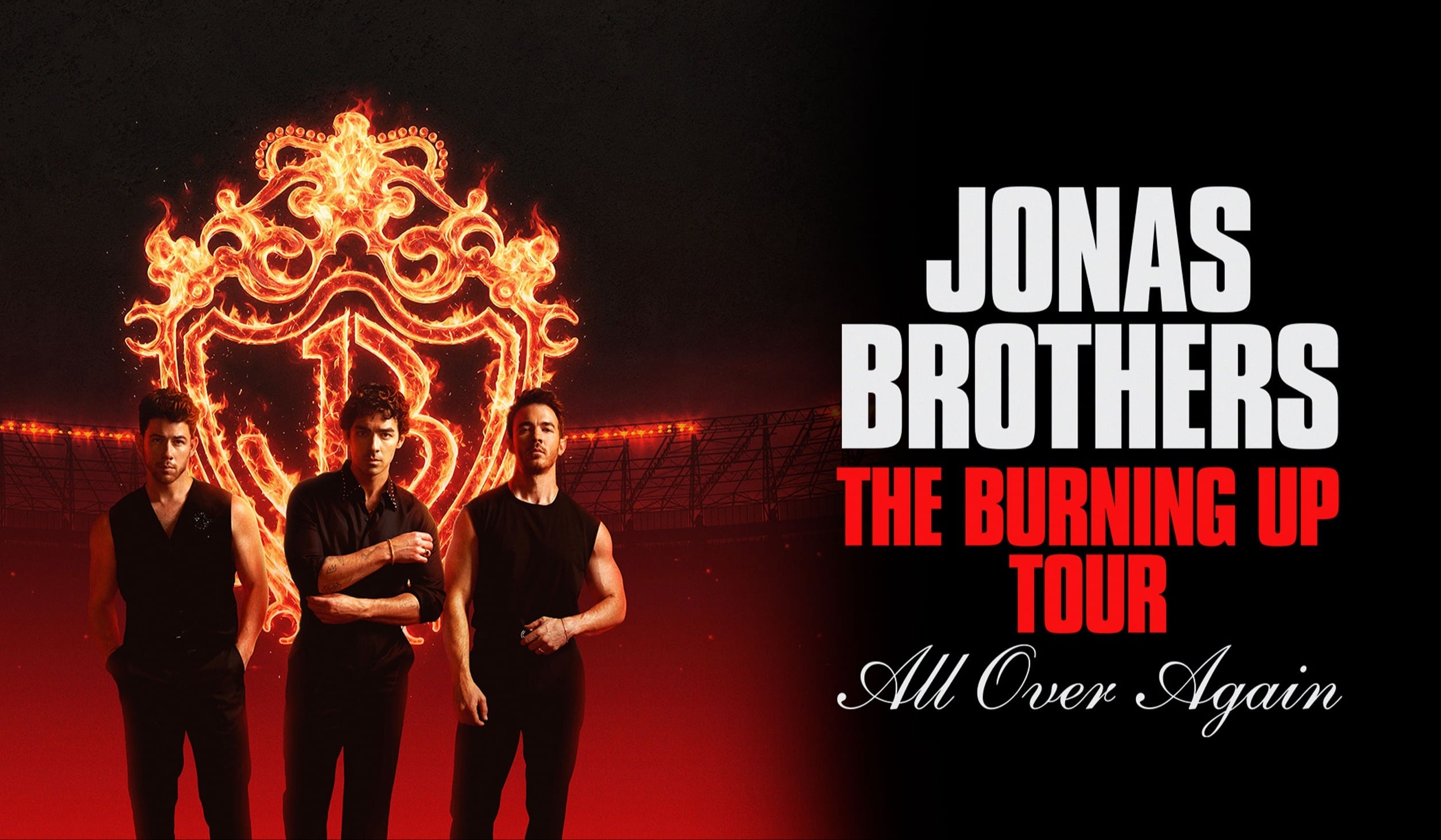 Jonas Brothers official artwork for The Burning Up Tour All Over Again
