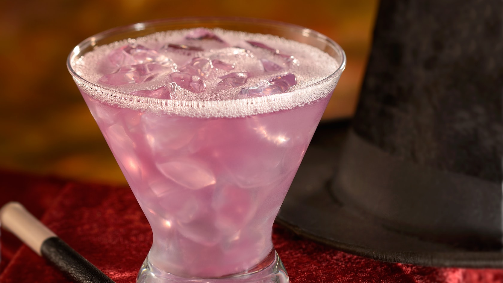 A vibrant cocktail ready to drink at AbracadaBAR at Disney’s BoardWalk