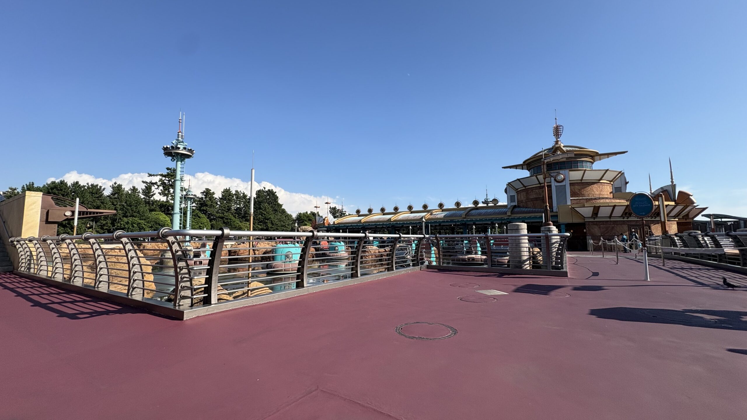 Aquatopia ride vehicles in the lagoon at Port Discovery, Tokyo DisneySea, photographed in August 2026
