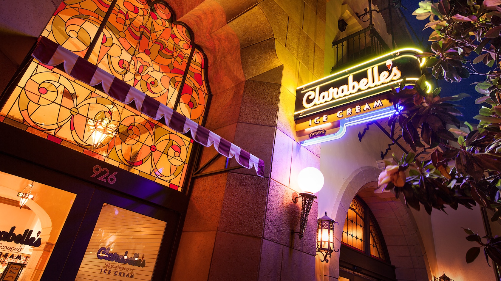 Sign for Clarabelle's Hand-Scooped Ice Cream shop at Disney California Adventure Park
