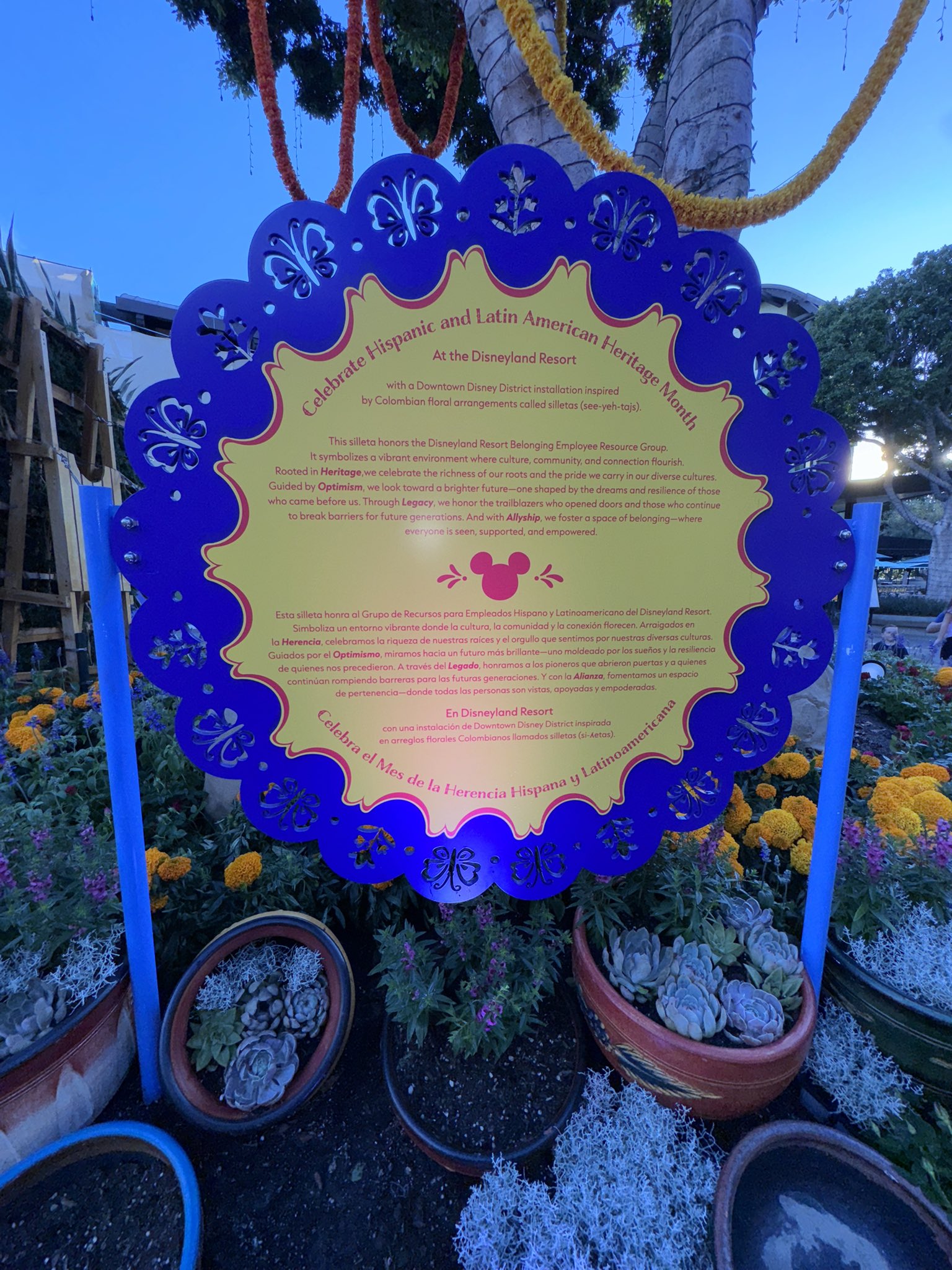 Two Coco Floral Displays Are Going In At Downtown Disney, And A Sign Says More Flowers Are Coming