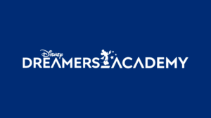 Disney Dreamers Academy logo in white on a blue background