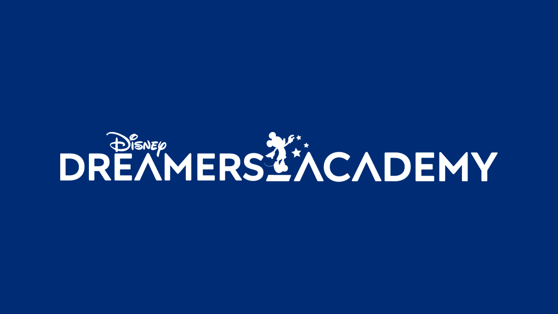 Disney Dreamers Academy logo in white on a blue background