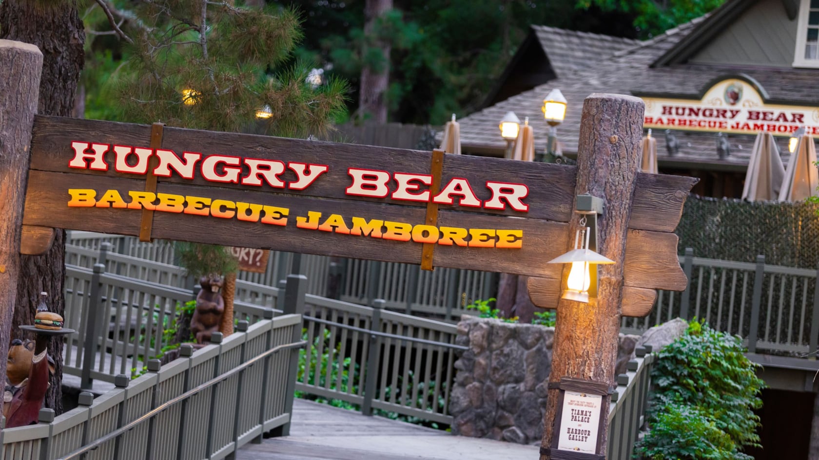 The boardwalk entrance to the Hungry Bear Barbecue Jamboree restaurant at the Disneyland Resort