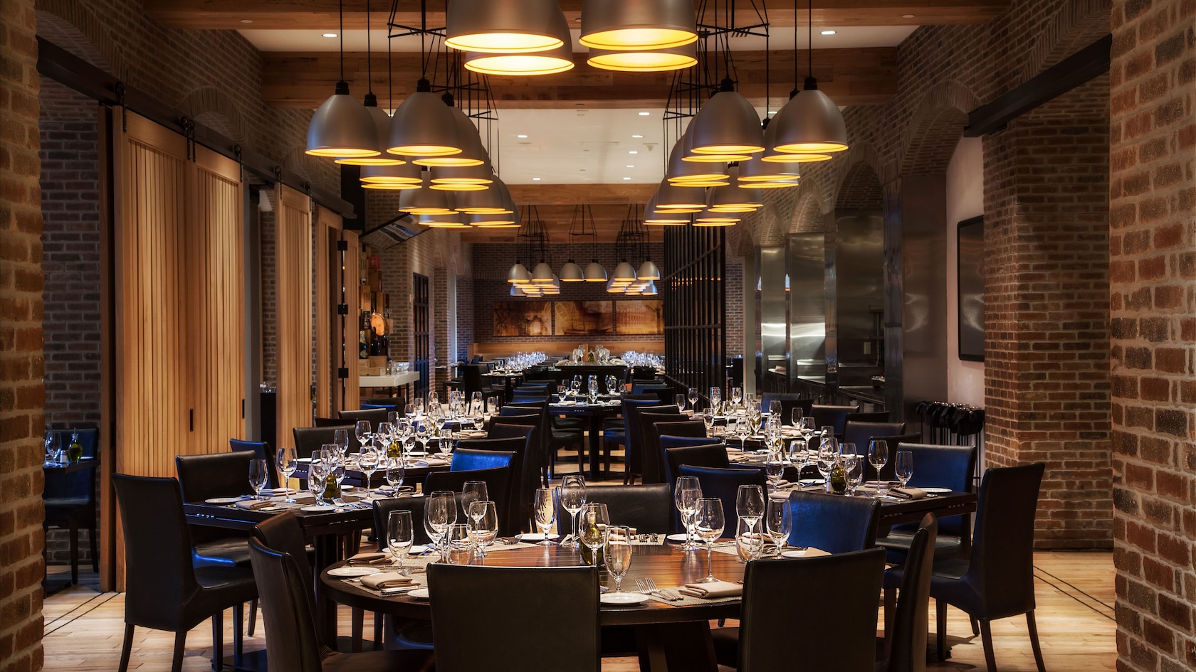 Long view of dining room at Il Mulino New York Trattoria at Walt Disney World Swan Hotel