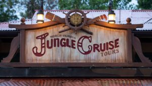 The World-Famous Jungle Cruise Tours sign at Magic Kingdom's Adventureland