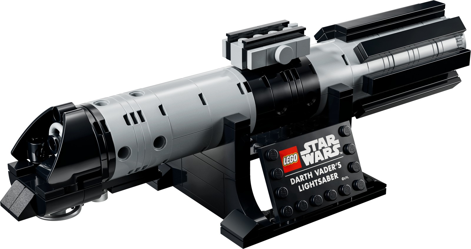 LEGO Star Wars Darth Vader's Lightsaber set 40897 on its display stand with nameplate