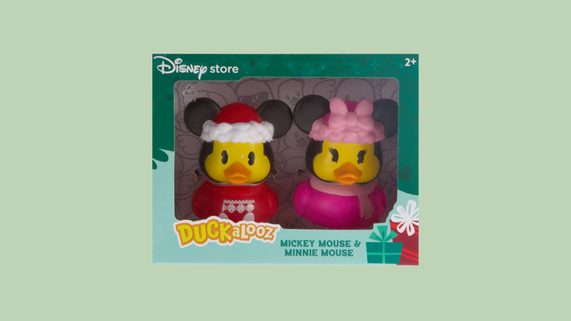 Mickey and Minnie Mouse holiday rubber duck set by Duckalooz from the Mickey Mouse and Family Christmas Collection