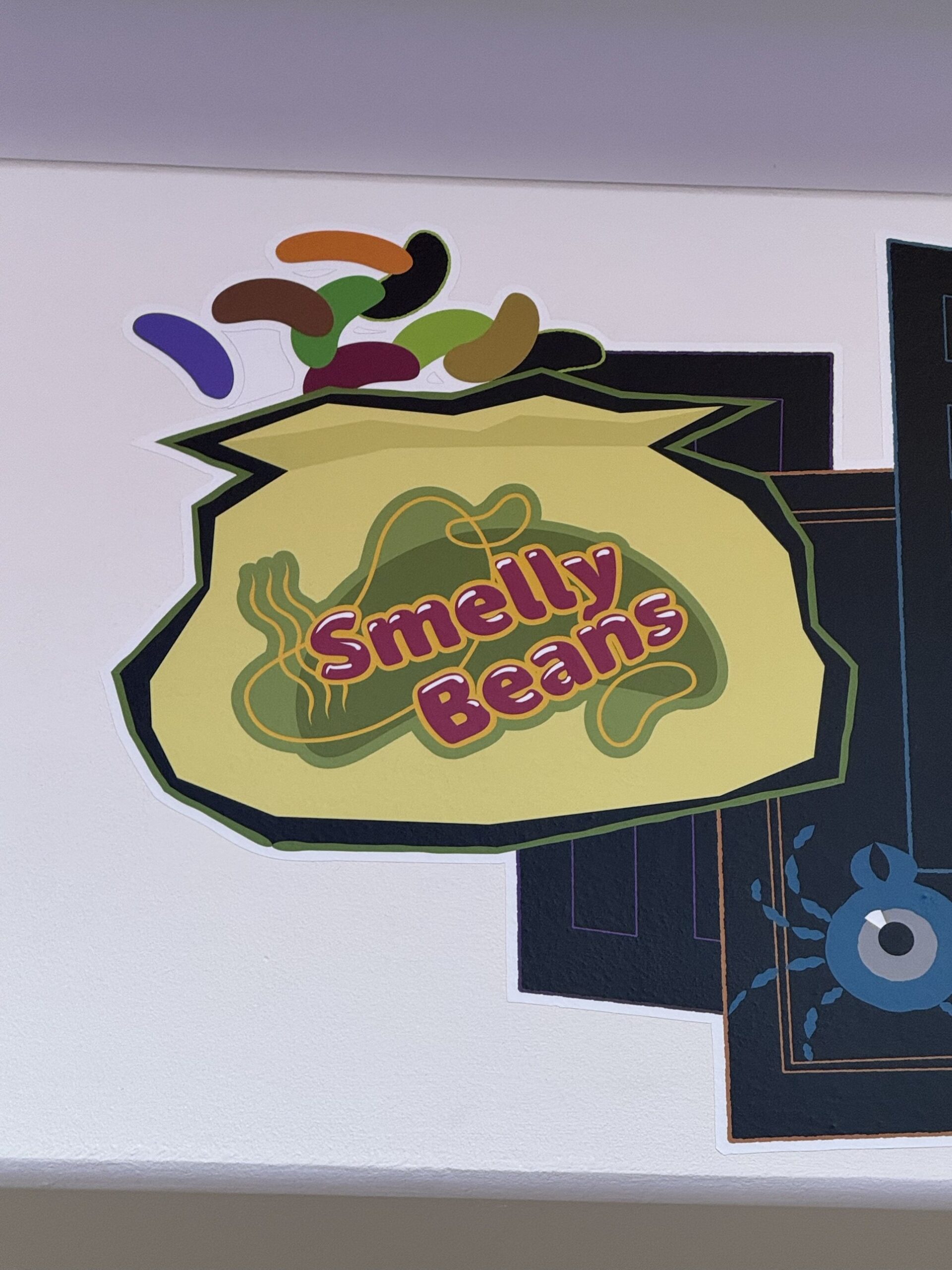 Smelly Beans candy bag artwork at Pixar Place Hotel