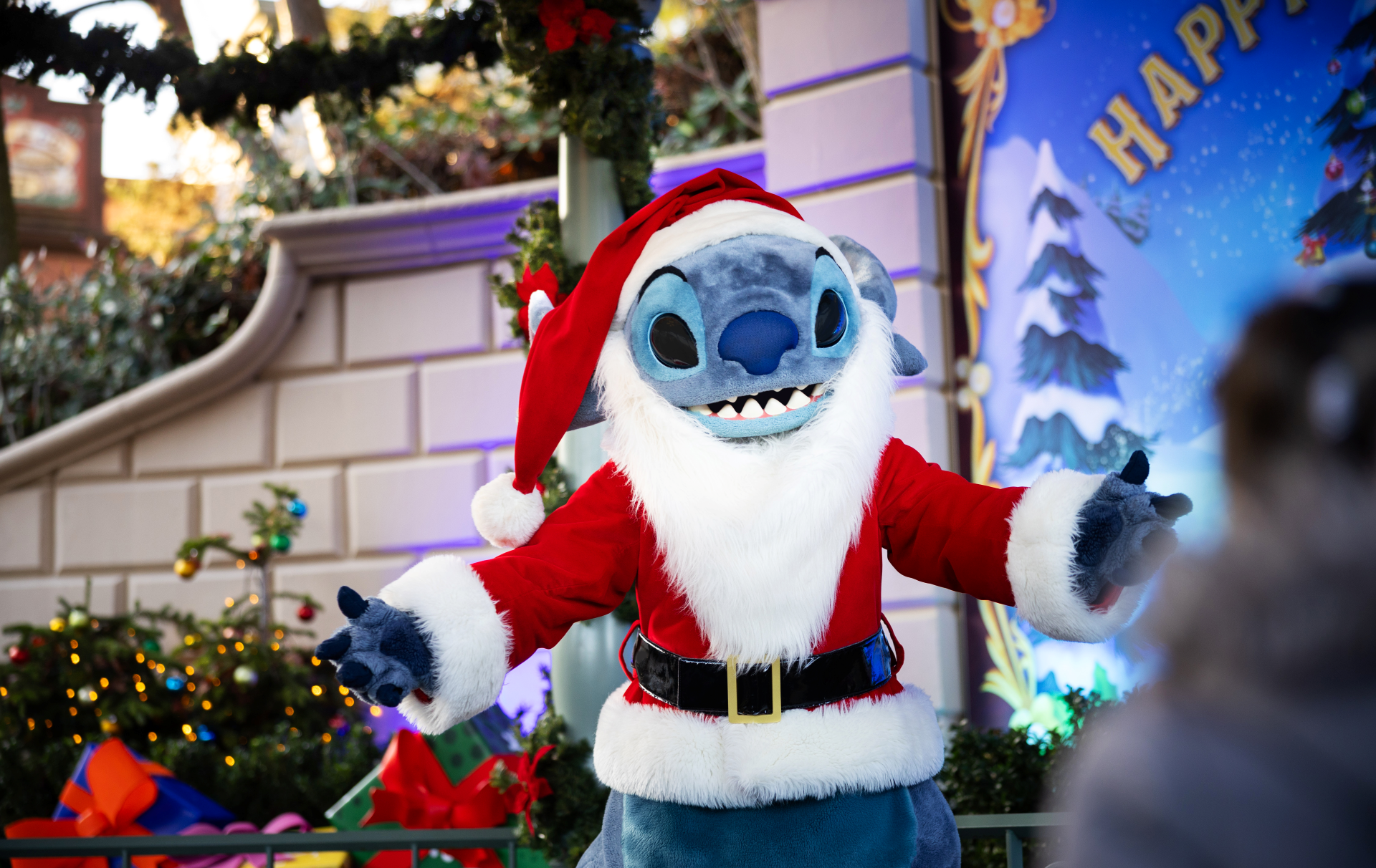 Disney's official image of Santa Claus and Stitch published with the Disneyland Paris 2026 holiday season announcement