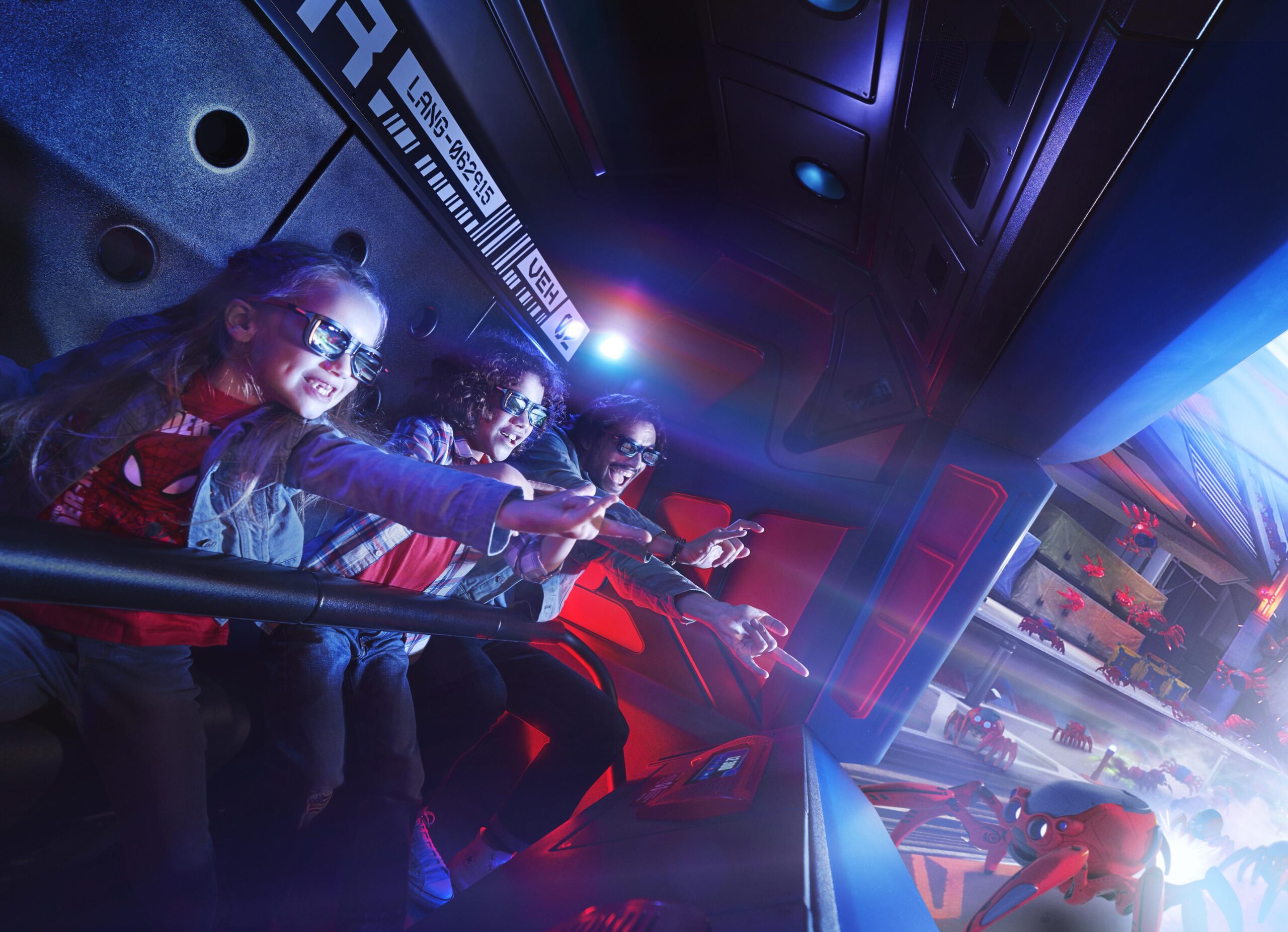 Guests riding Spider-Man W.E.B. Adventure at Avengers Campus in Disneyland Paris