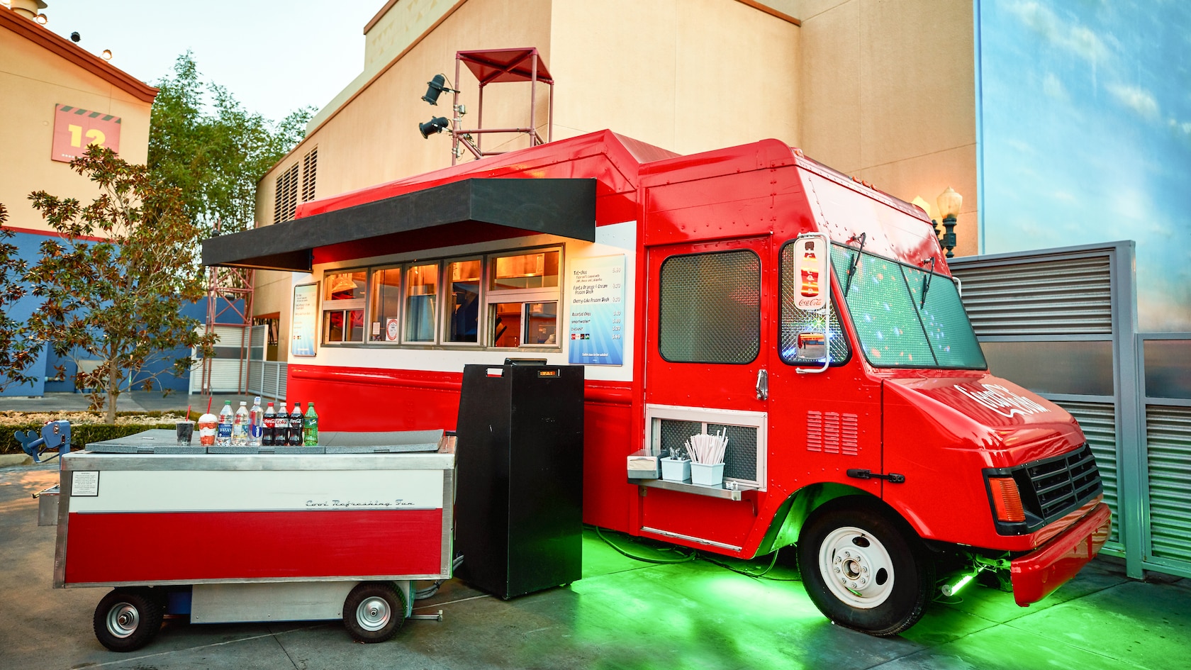 The Studio Catering Co snack truck with a Coca Cola beverage cart stationed in front