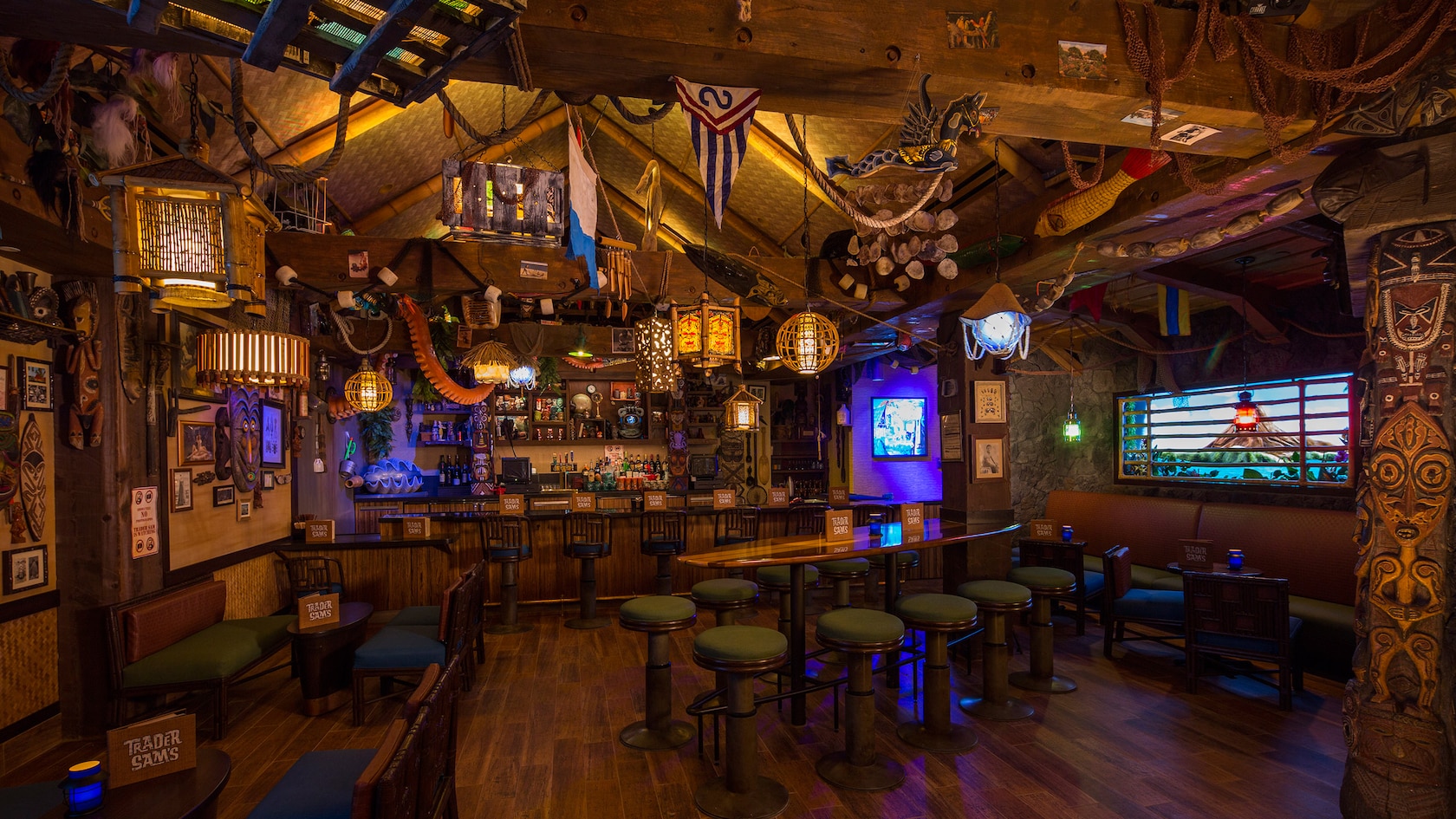 Trader Sam’s Grog Grotto, an exotic tiki bar packed with shrunken heads and whimsical island artifacts