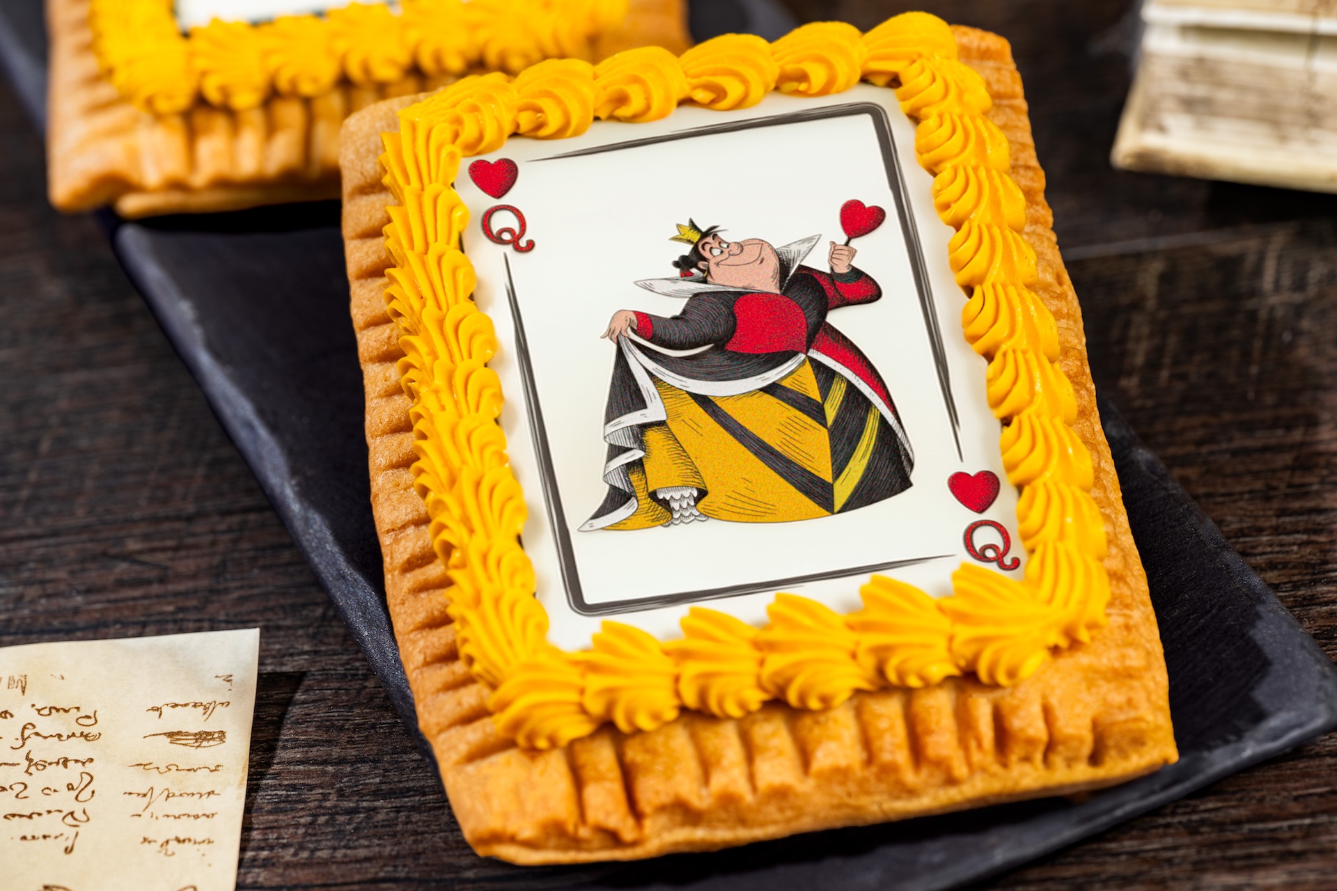Queen of Hearts Tart with sour cherry pie filling at Cheshire Cafe, Magic Kingdom