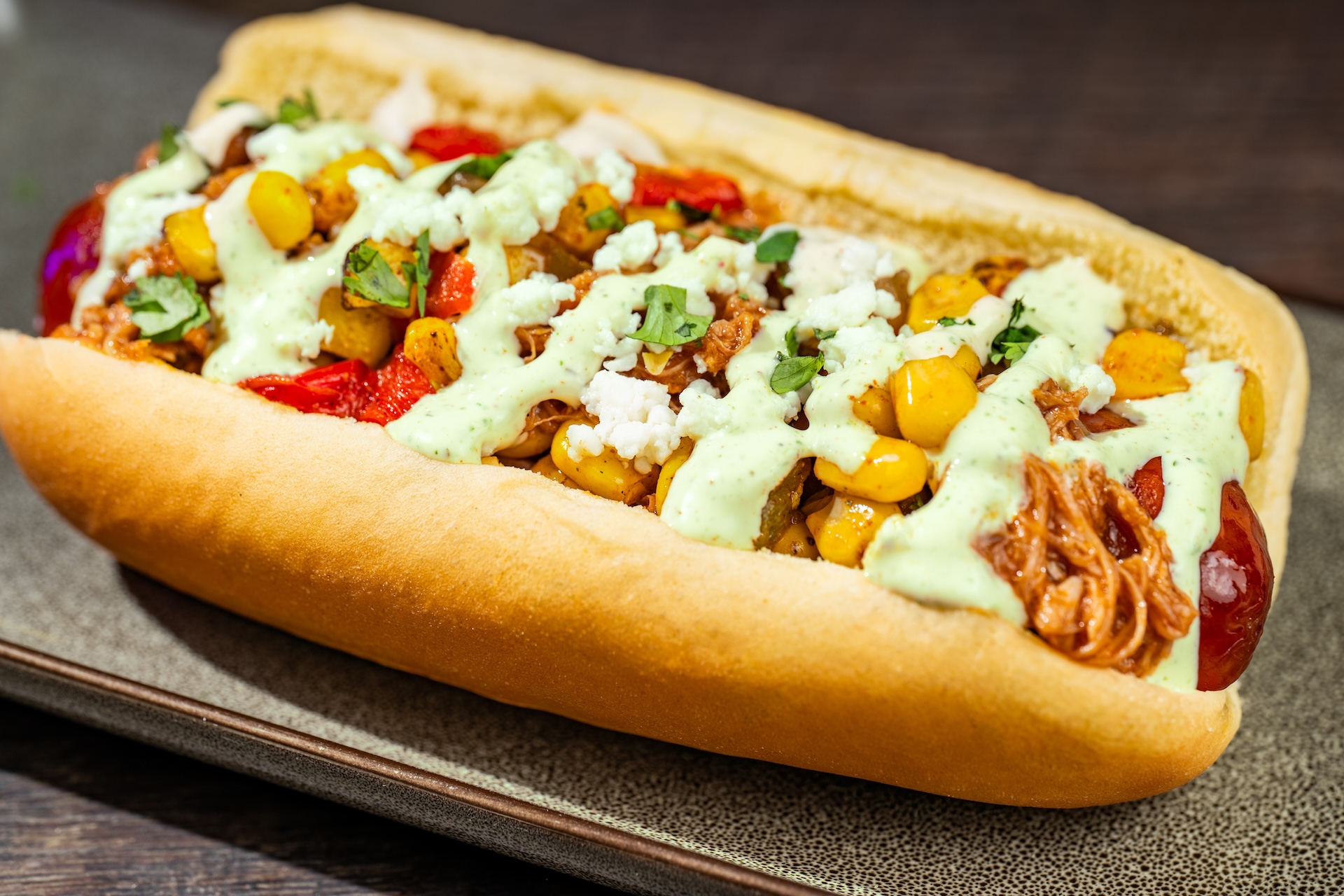Chipotle Barbecue Pork and Street Corn Hot Dog at Casey's Corner, Magic Kingdom