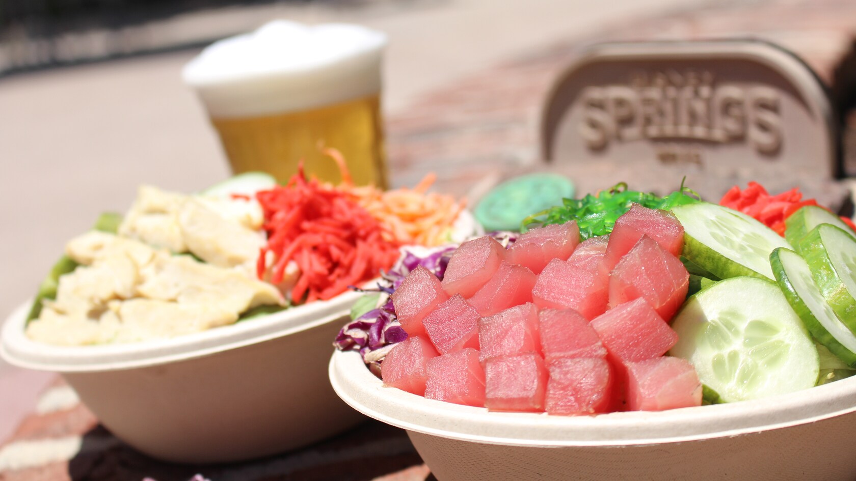 2 Japanese Yesake bowls with a glass of beer