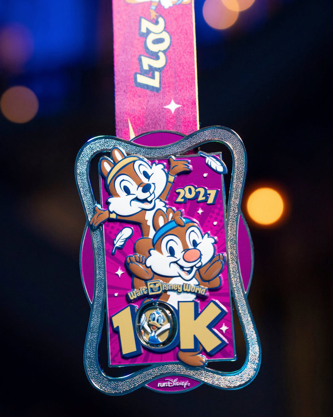 2027 Walt Disney World 10K medal with Chip 'n' Dale