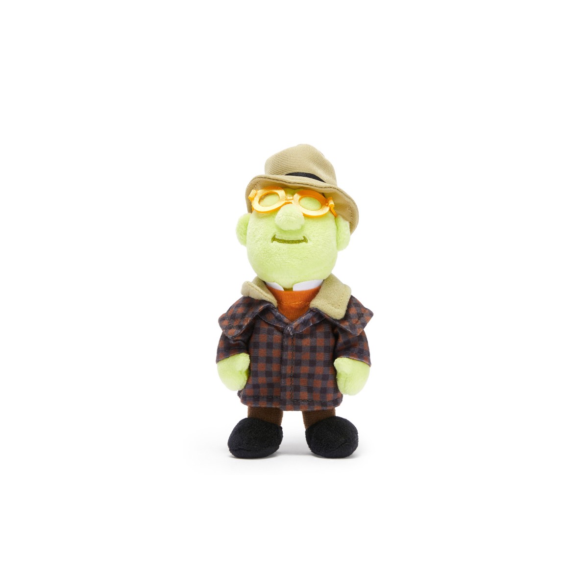 Dr. Bunsen Honeydew as a charity collector mini plush in a plaid cloak and hat