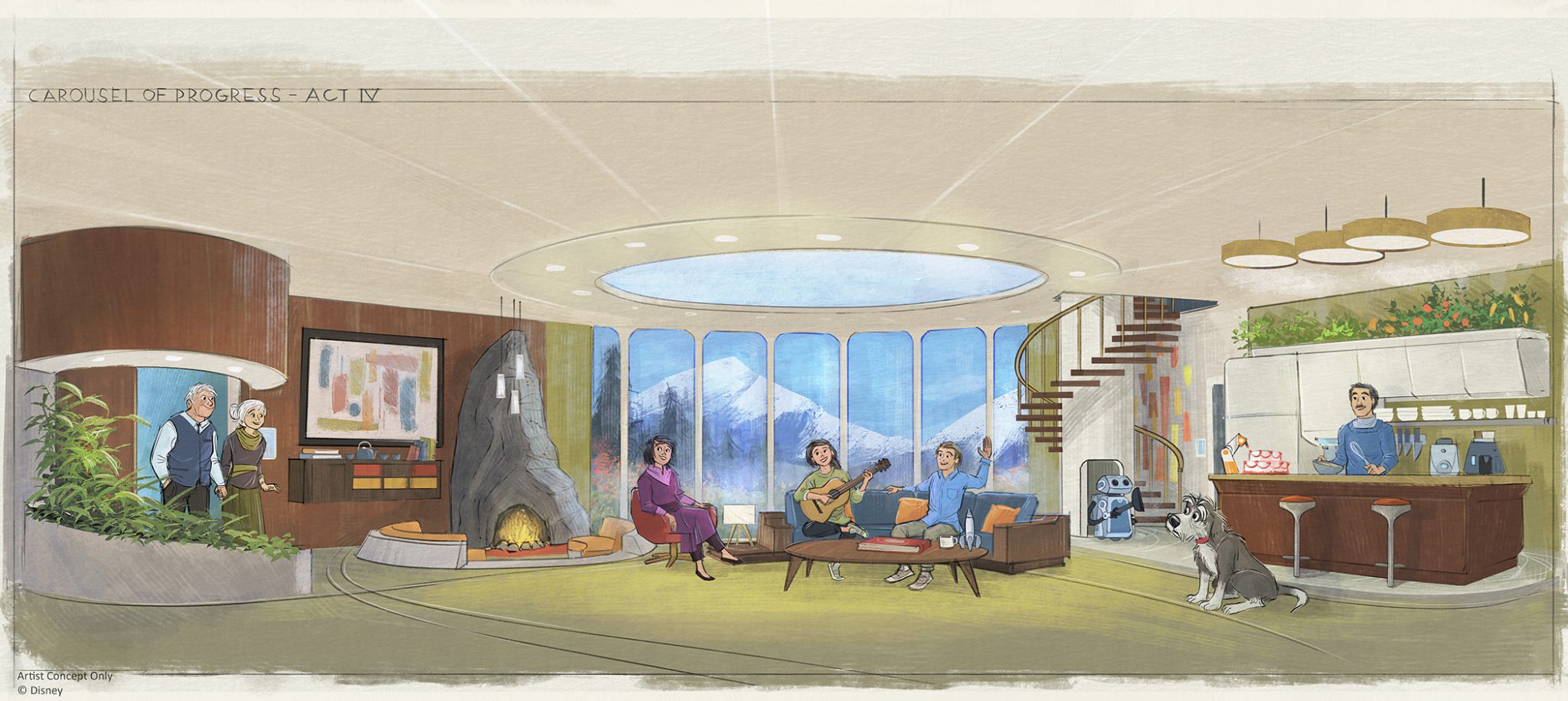 Concept art of the reimagined Carousel of Progress finale scene