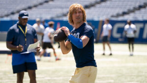 Glen Powell as Chad Powers in the Hulu series Chad Powers