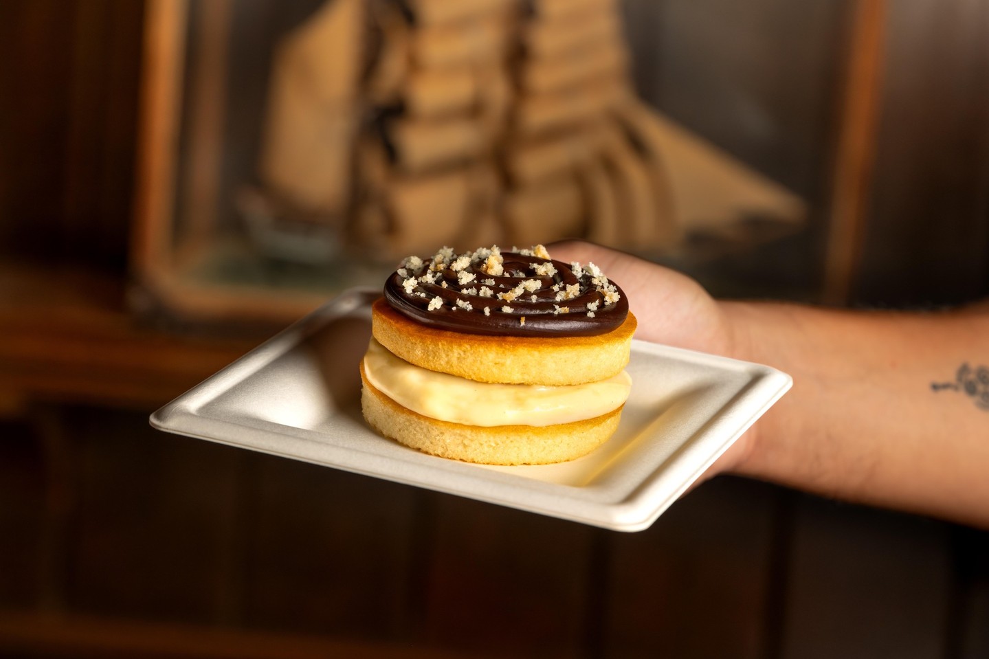 Boston Cream Pie with chocolate ganache at Columbia Harbour House