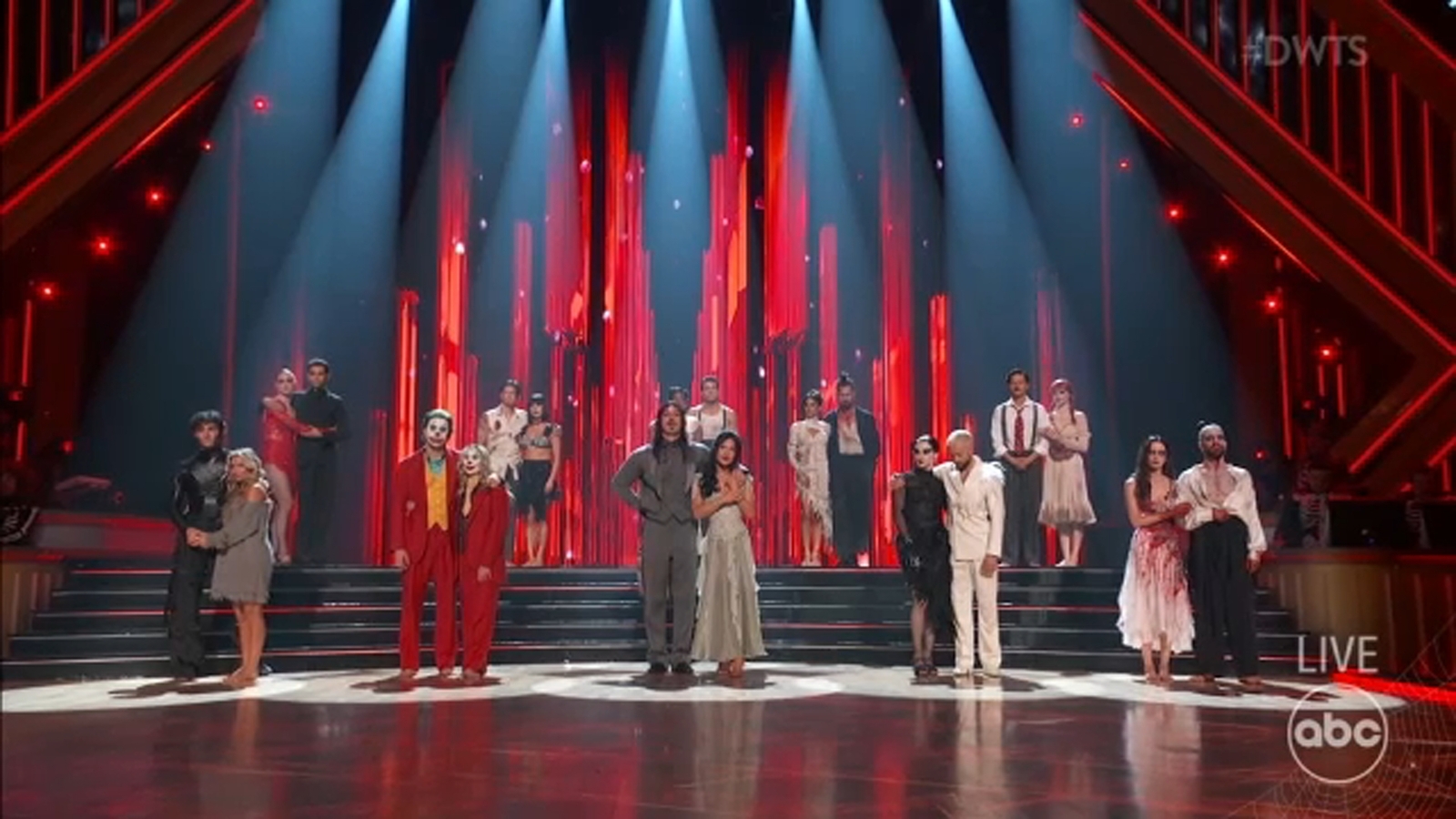 Dancing with the Stars couples on stage during Horror Movie Night on ABC