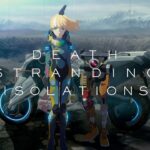 The lead character of Death Stranding Isolations stands beside a motorcycle in front of a crater in the teaser trailer
