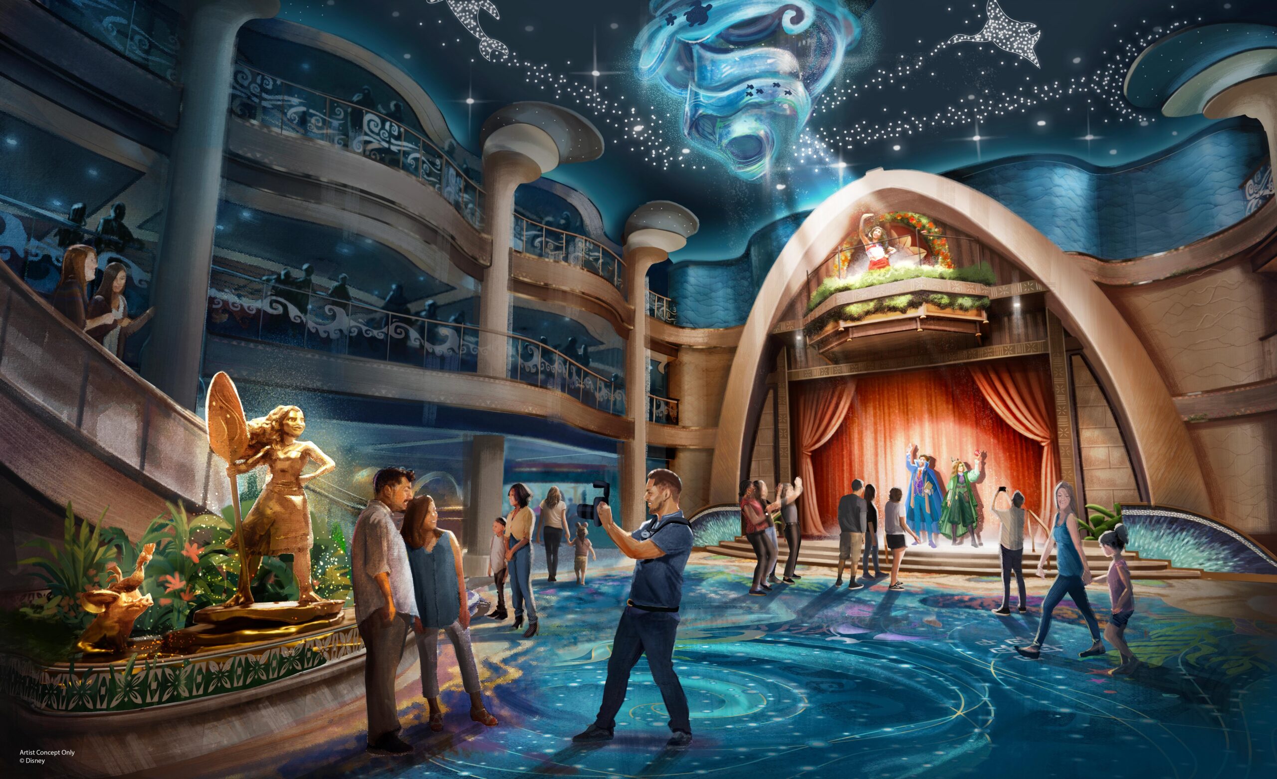 The Disney Believe Grand Hall Chandelier Hides The Heart Of Te Fiti, Plus A First Look At The Wishing Well