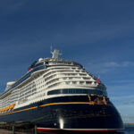 The Disney Wish docked at Disney Castaway Cay in the Bahamas