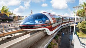 The Disneyland Monorail, one of the ride vehicles designed by Disney Legend Bob Gurr