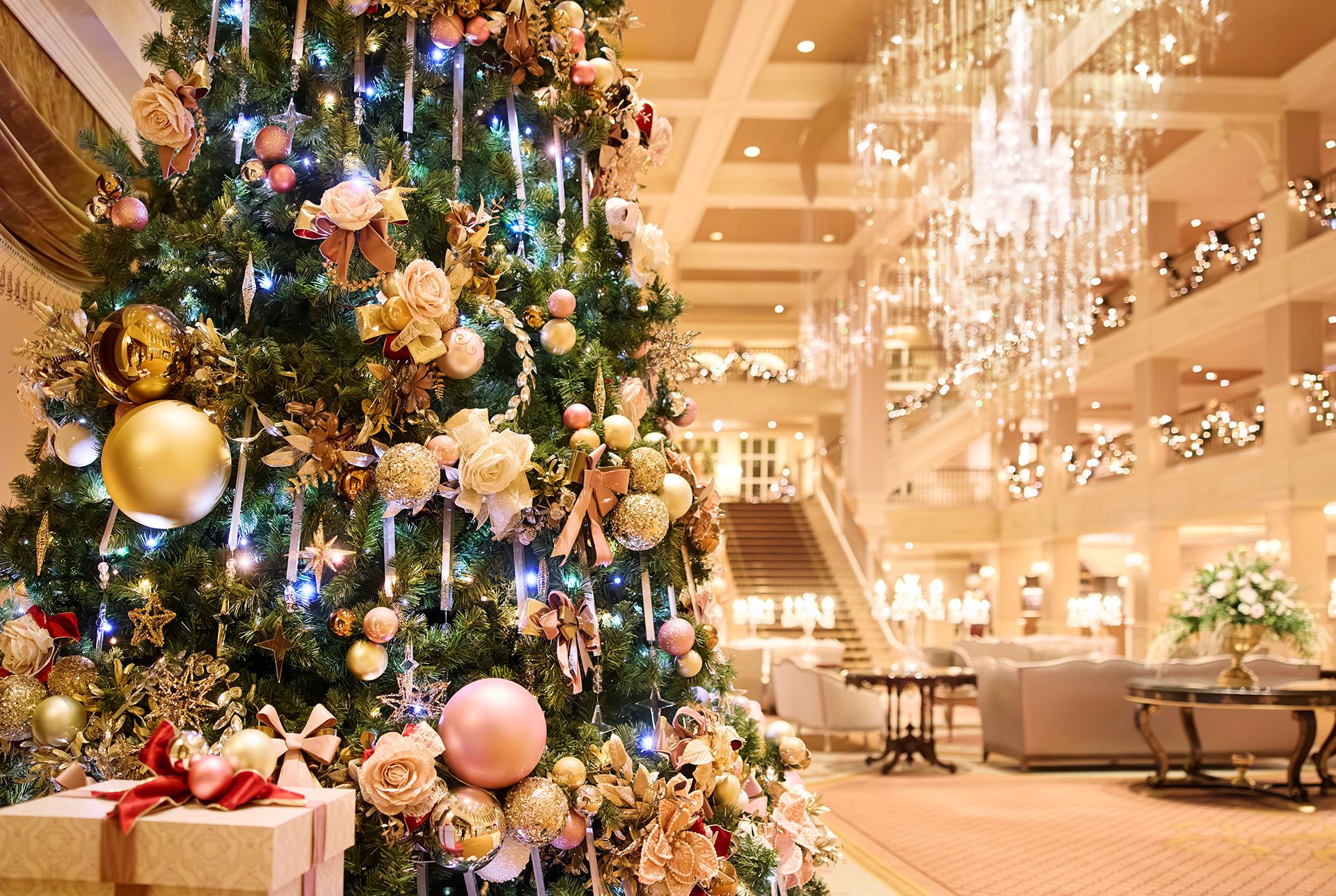 Christmas decorations at Disneyland Paris from Disney's holiday season announcement