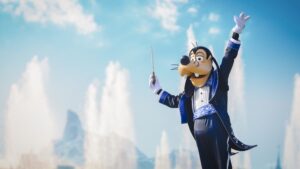 Maestro Goofy artwork for his new concert at Adventure Bay in Disney Adventure World
