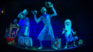 The three hitchhiking ghosts in the Haunted Mansion at Magic Kingdom