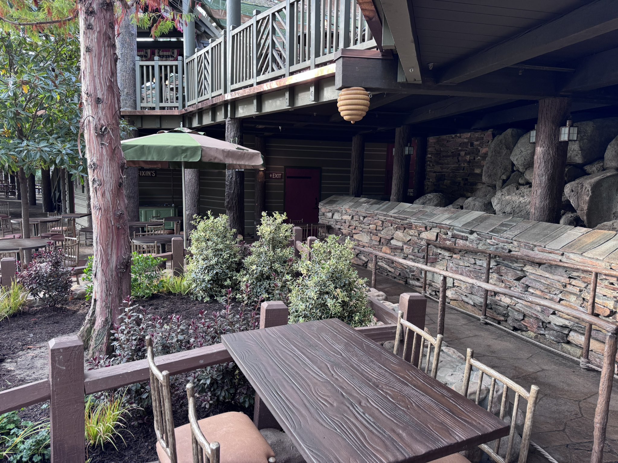 A honeycomb hanging from the deck over the new lower seating at Hungry Bear Barbecue Jamboree
