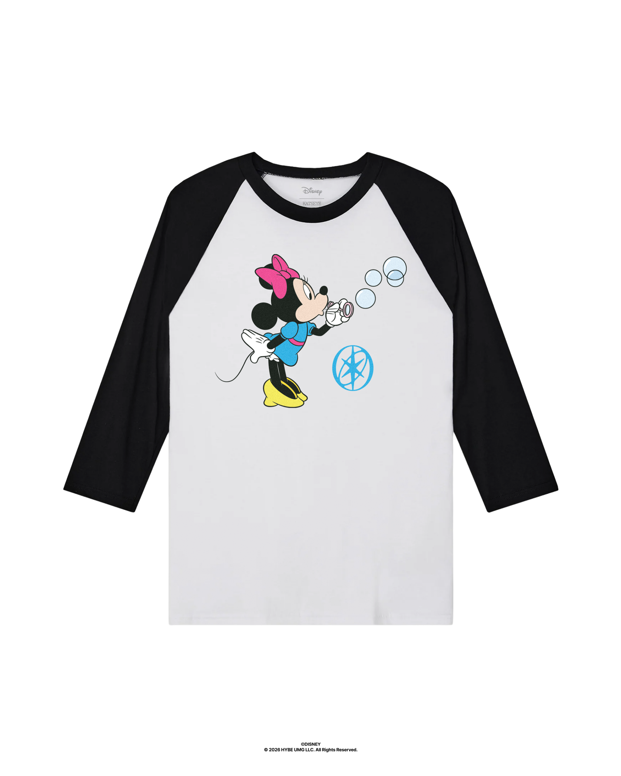 KATSEYE x Minnie Bubble unisex raglan in white and black