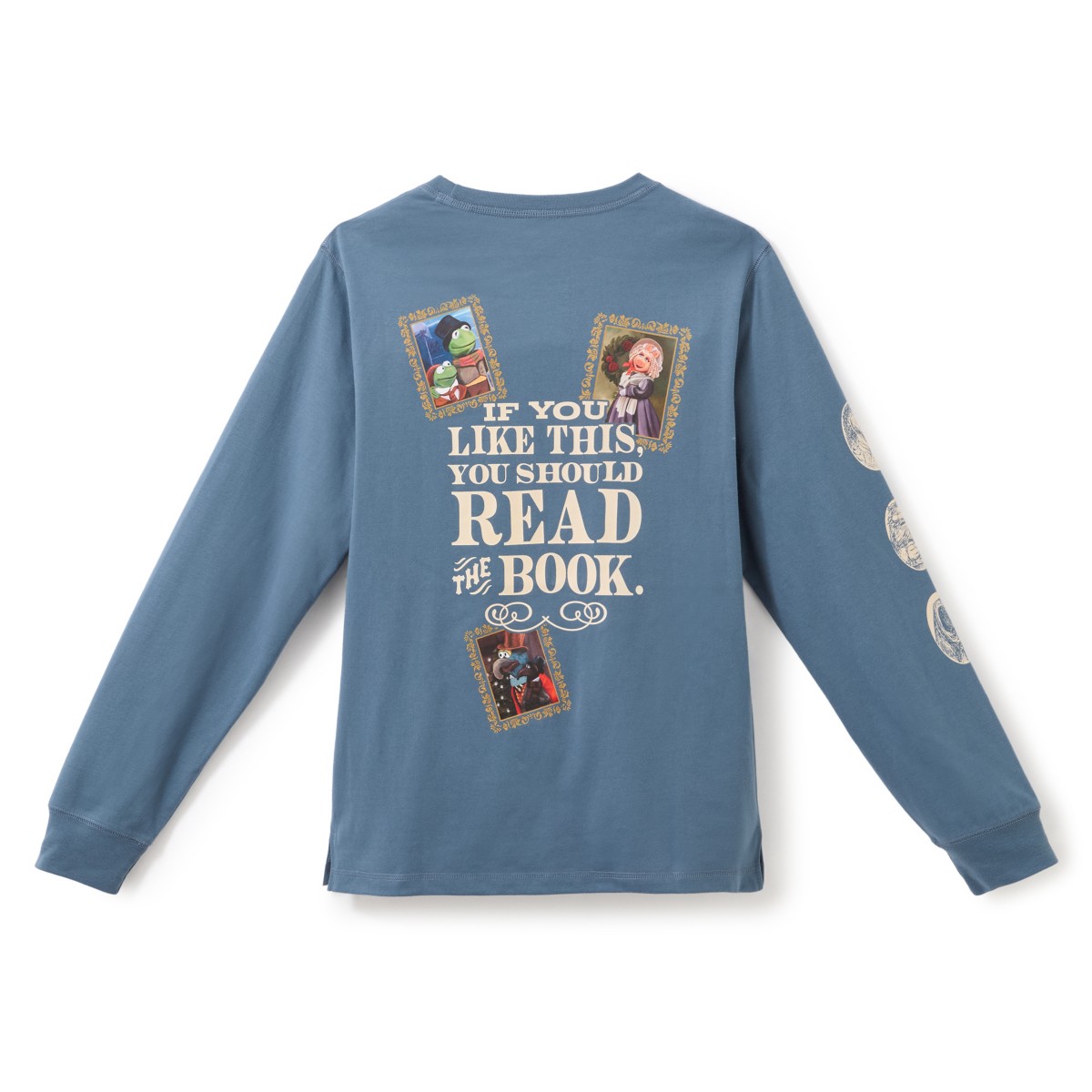 Back of the Muppet Christmas Carol long sleeve tee reading "If you like this, you should read the book"