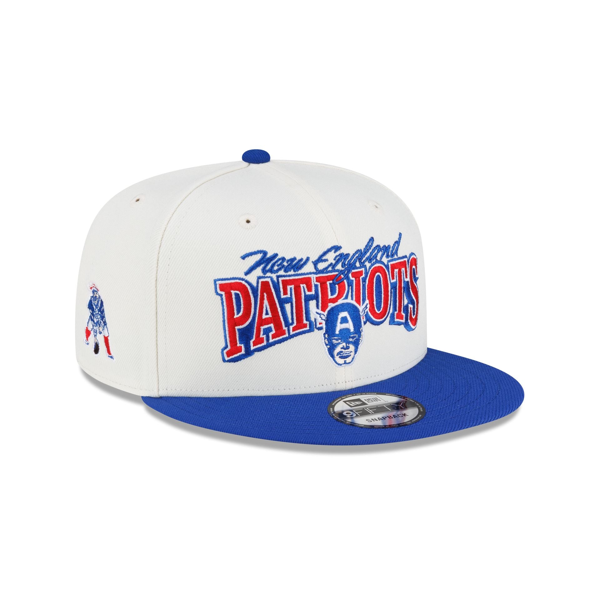 New Era Disney x NFL 9FIFTY Snapback for the New England Patriots featuring Captain America