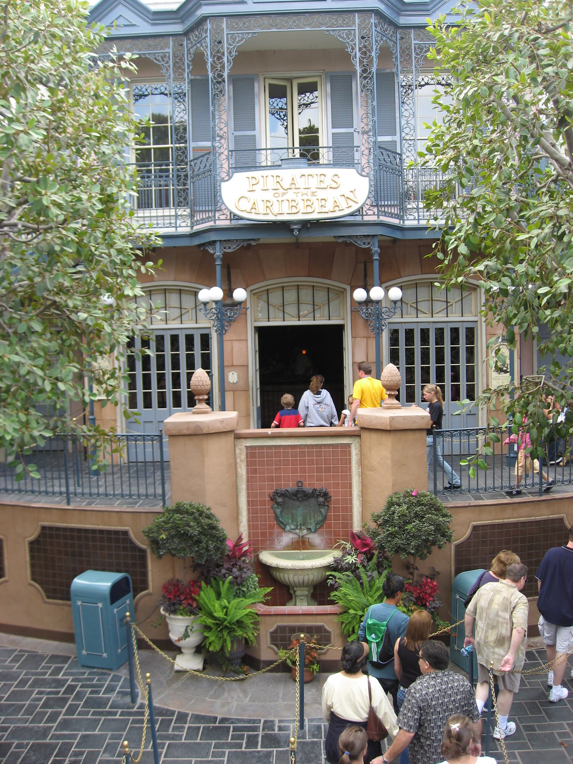 The entrance to Pirates of the Caribbean in New Orleans Square at Disneyland