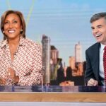 Robin Roberts and George Stephanopoulos at the Good Morning America anchor desk