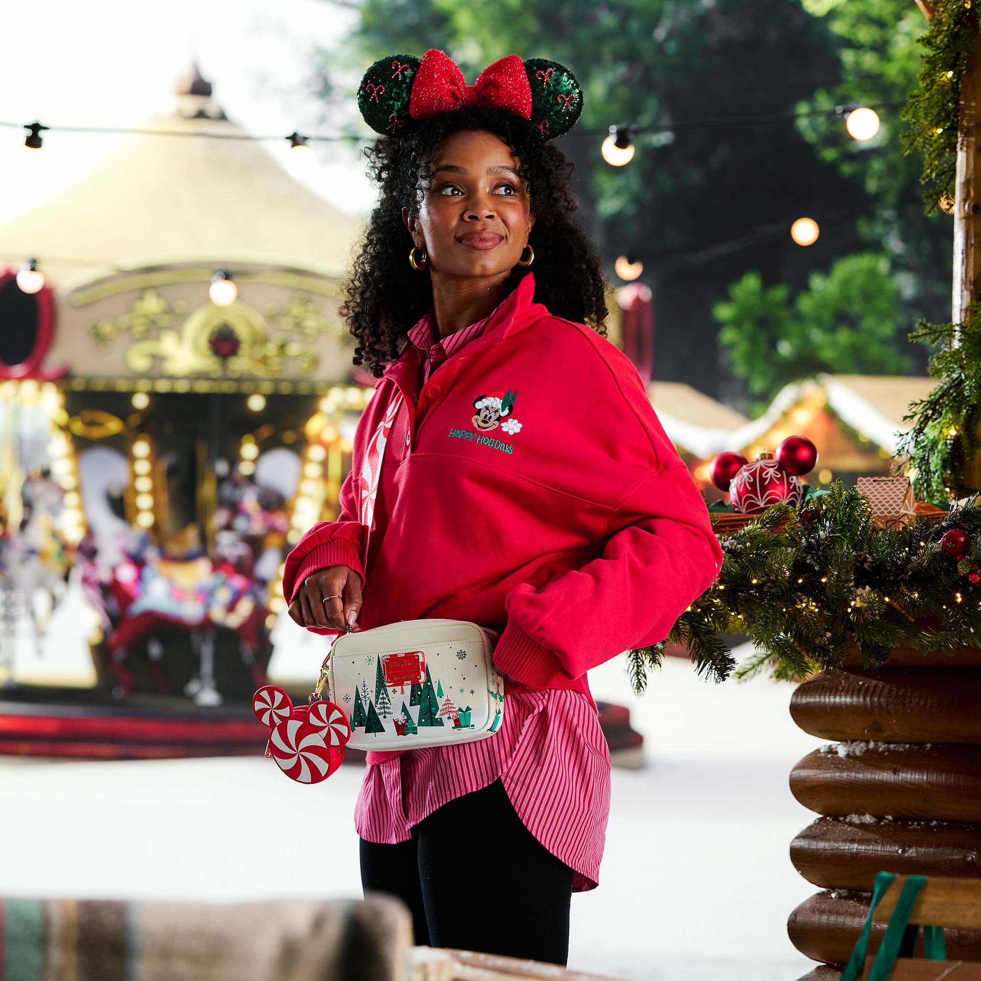 Santa Mickey Mouse Loungefly Holiday Crossbody Bag