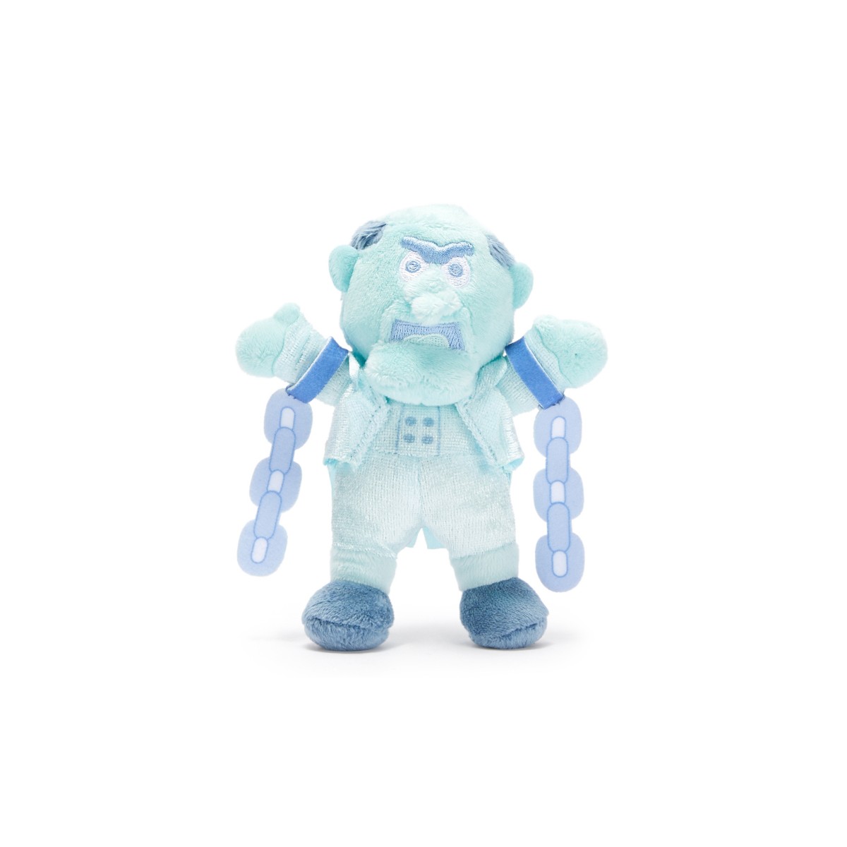 Statler as Jacob Marley's ghost mini plush with blue pallor and chains