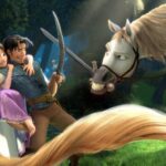 Rapunzel, Flynn Rider and Maximus in Disney's animated Tangled