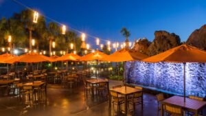 Trader Sam's Tiki Terrace outdoor lounge at Disney's Polynesian Village Resort