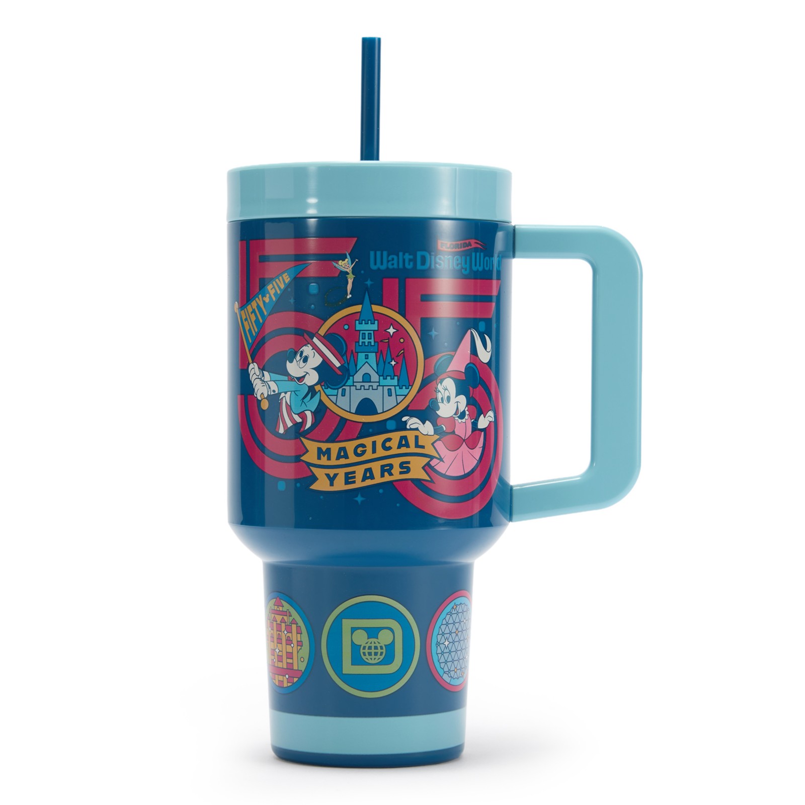 Mickey and Minnie Mouse Walt Disney World 55th Anniversary 33-ounce travel cup with straw